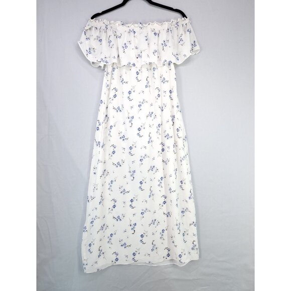 Rebecca Taylor Silk Dress Francine Size 4 Off-the-Shoulder Ruffle Floral No Belt - Picture 2 of 12